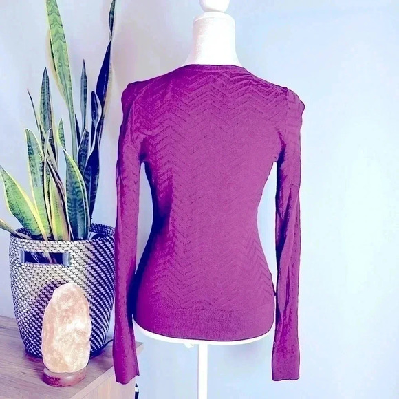 Ann Taylor Burgundy Button Front Cardigan - Picture 2 of 6